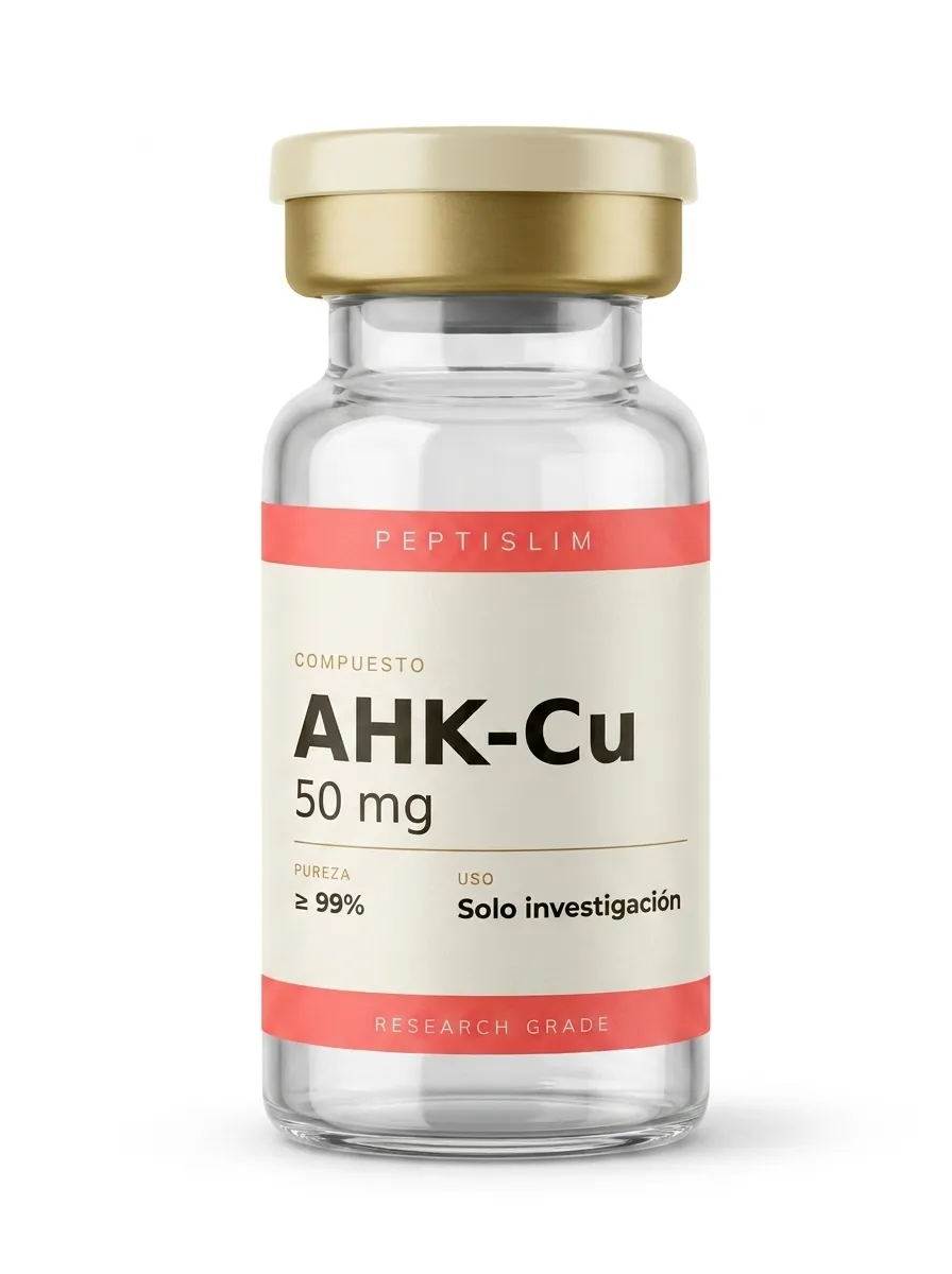 Vial liofilizado 50 mg de AHK-Cu 50 mg — complejo de cobre estudiado en señalización folicular y mecanismos de mantenimiento de la matriz dérmica