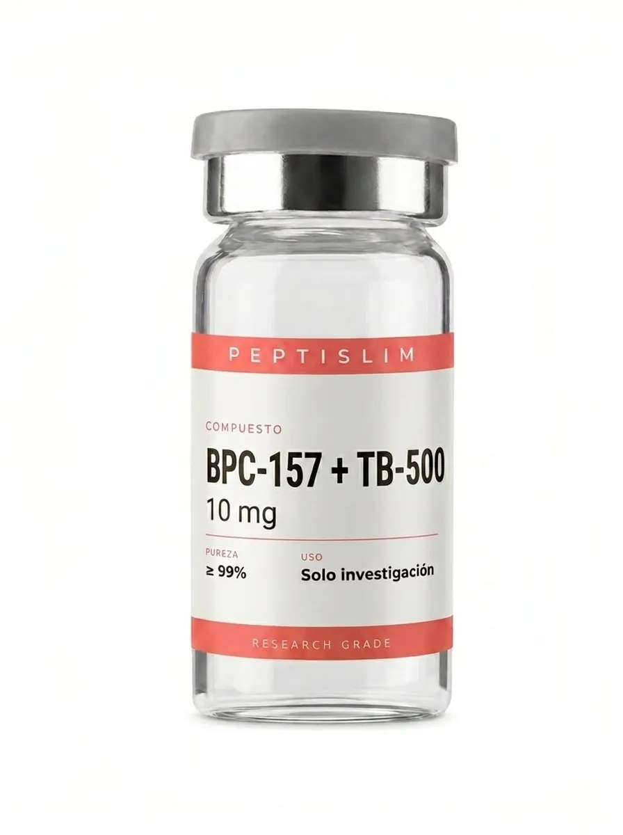 Vial liofilizado 10 mg de BPC-157 + TB-500 10 mg — blend dual para investigación avanzada de señalización reparadora