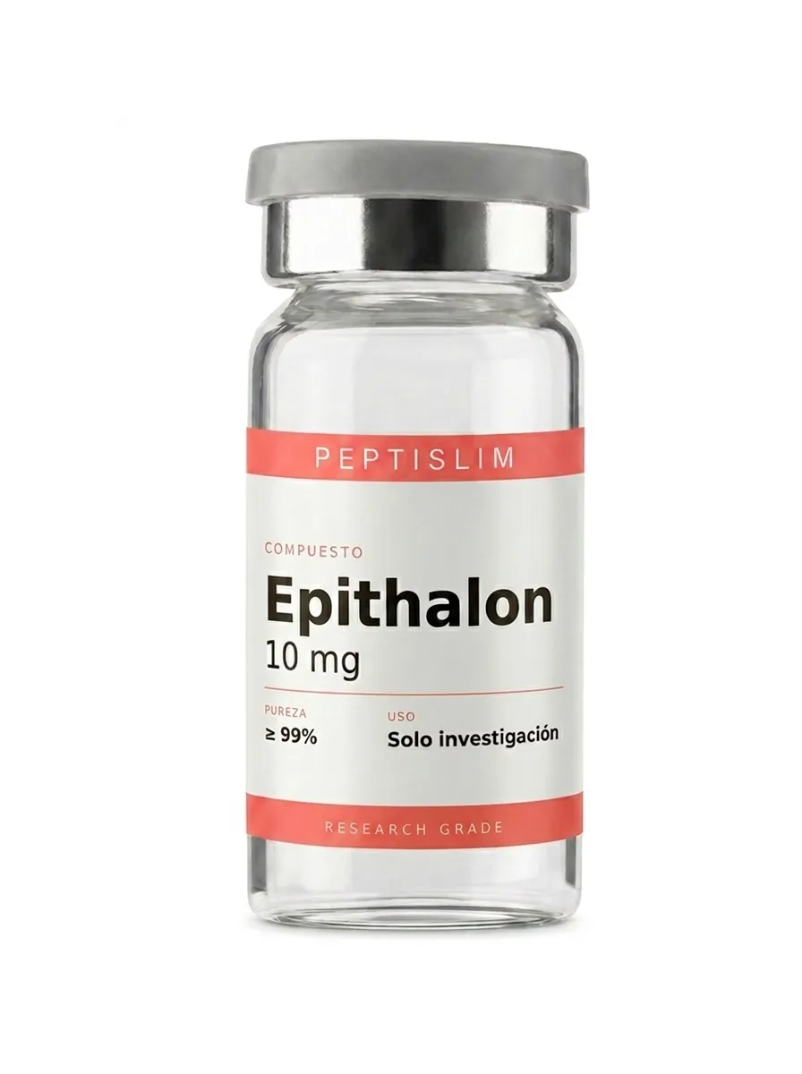 Vial liofilizado 10 mg de Epithalon 10 mg — tetrapéptido utilizado en investigación de envejecimiento celular