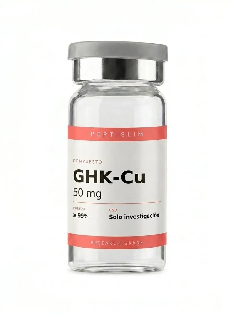Vial liofilizado 50 mg de GHK-Cu (Copper) 50 mg — complejo peptídico de cobre investigado en señalización dérmica
