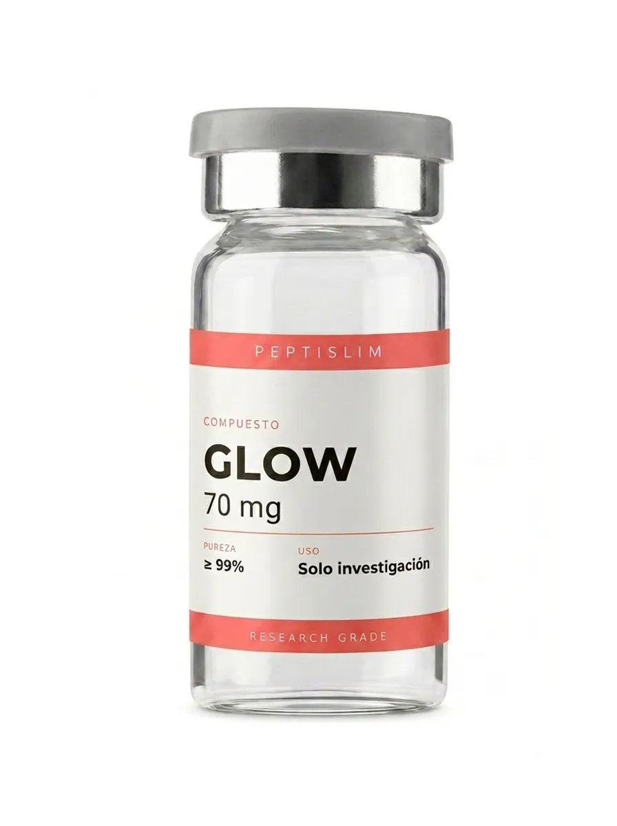 Vial liofilizado 70 mg de GLOW 70 mg — blend multicomponente formulado para investigación de renovación dérmica y matriz extracelular