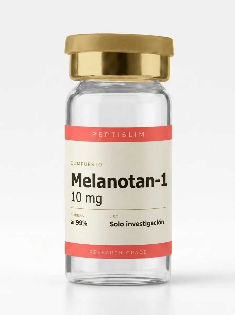 Vial liofilizado 10 mg de Melanotan-1 10 mg — análogo de α-msh investigado en pigmentación y señalización de receptores melanocortínicos