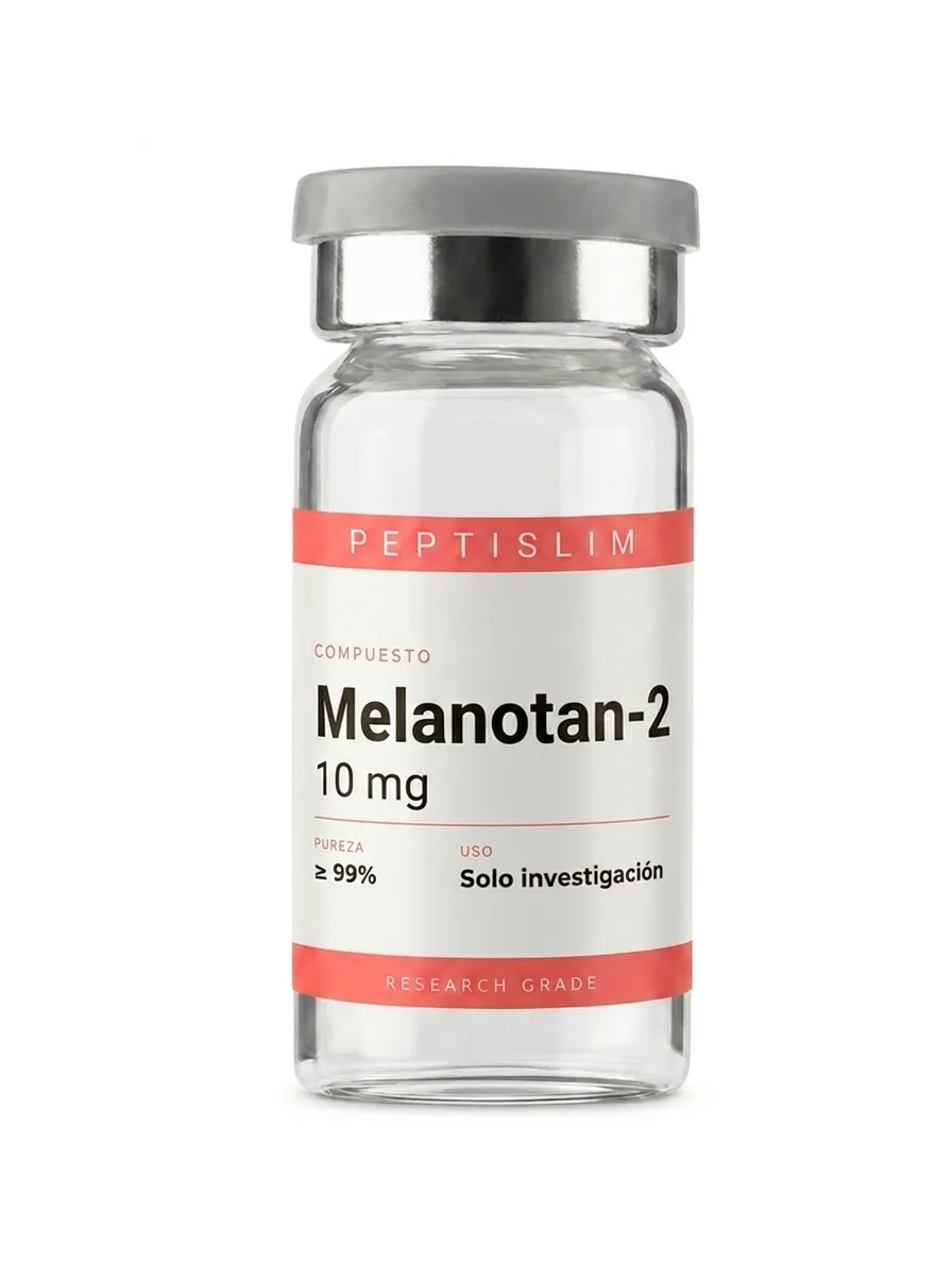 Vial liofilizado 10 mg de Melanotan-2 10 mg — péptido cíclico estudiado por su actividad sobre la familia de receptores melanocortínicos