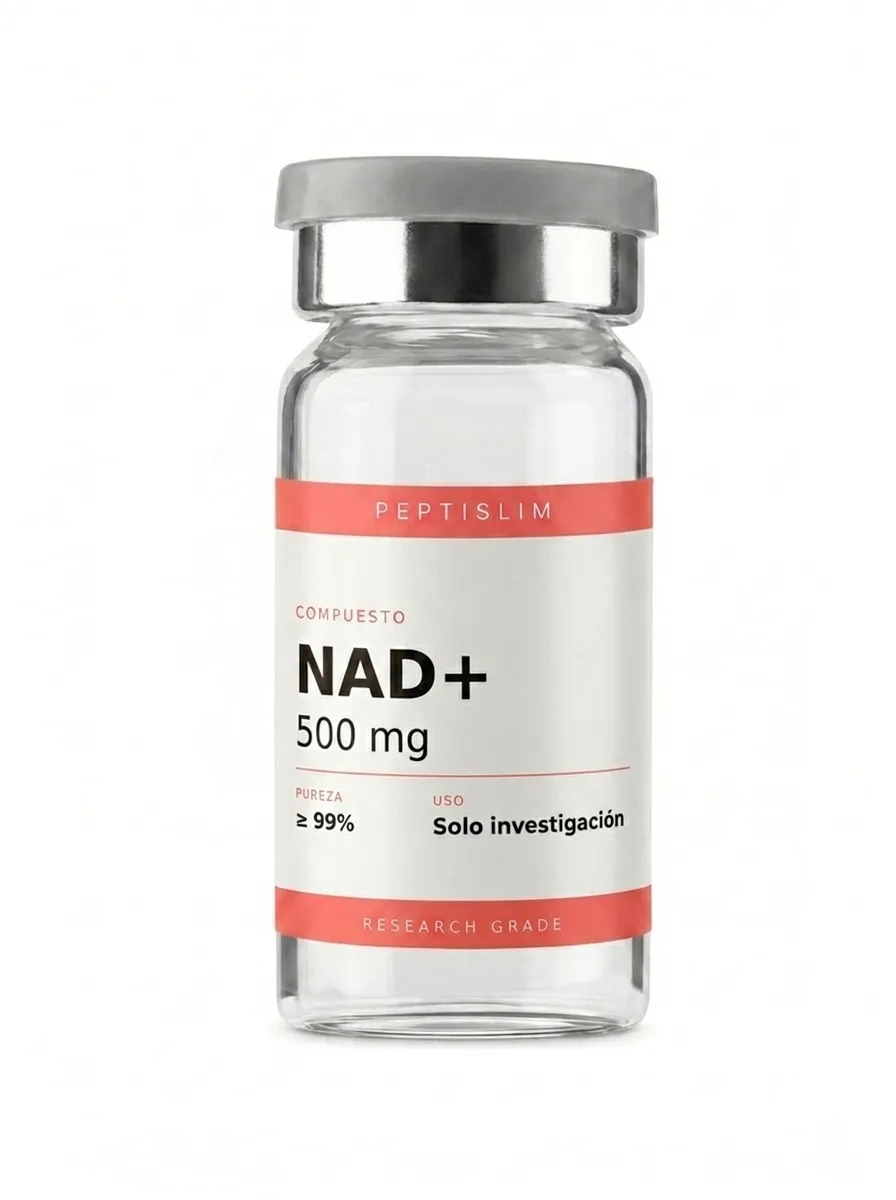 Vial liofilizado 500 mg de NAD+ 500 mg — coenzima esencial para estudios de metabolismo redox