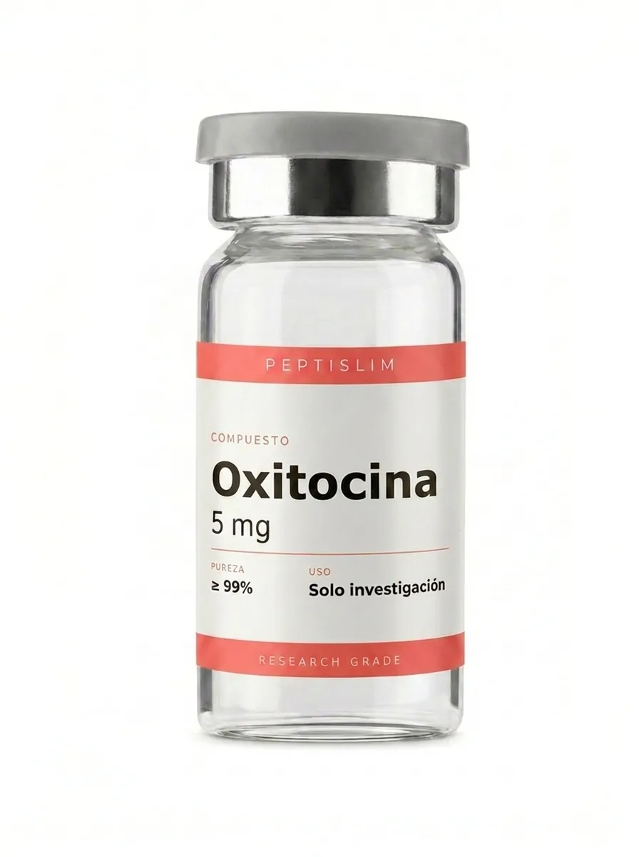 Vial liofilizado 5 mg de Oxitocina 5 mg — nonapéptido investigado en señalización neuroendocrina