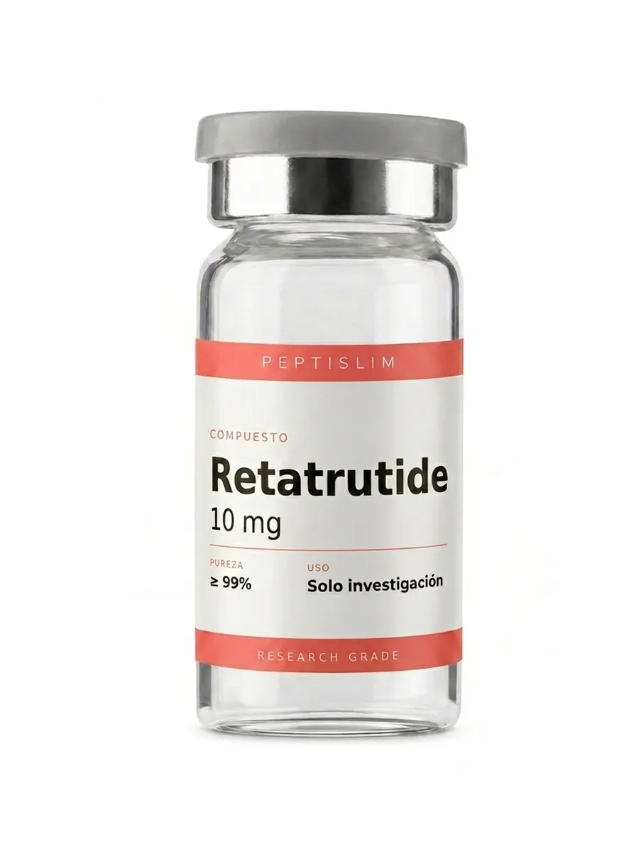Vial liofilizado de Retatrutida 10mg - Péptido triple agonista GLP-1 para investigación en pérdida de peso